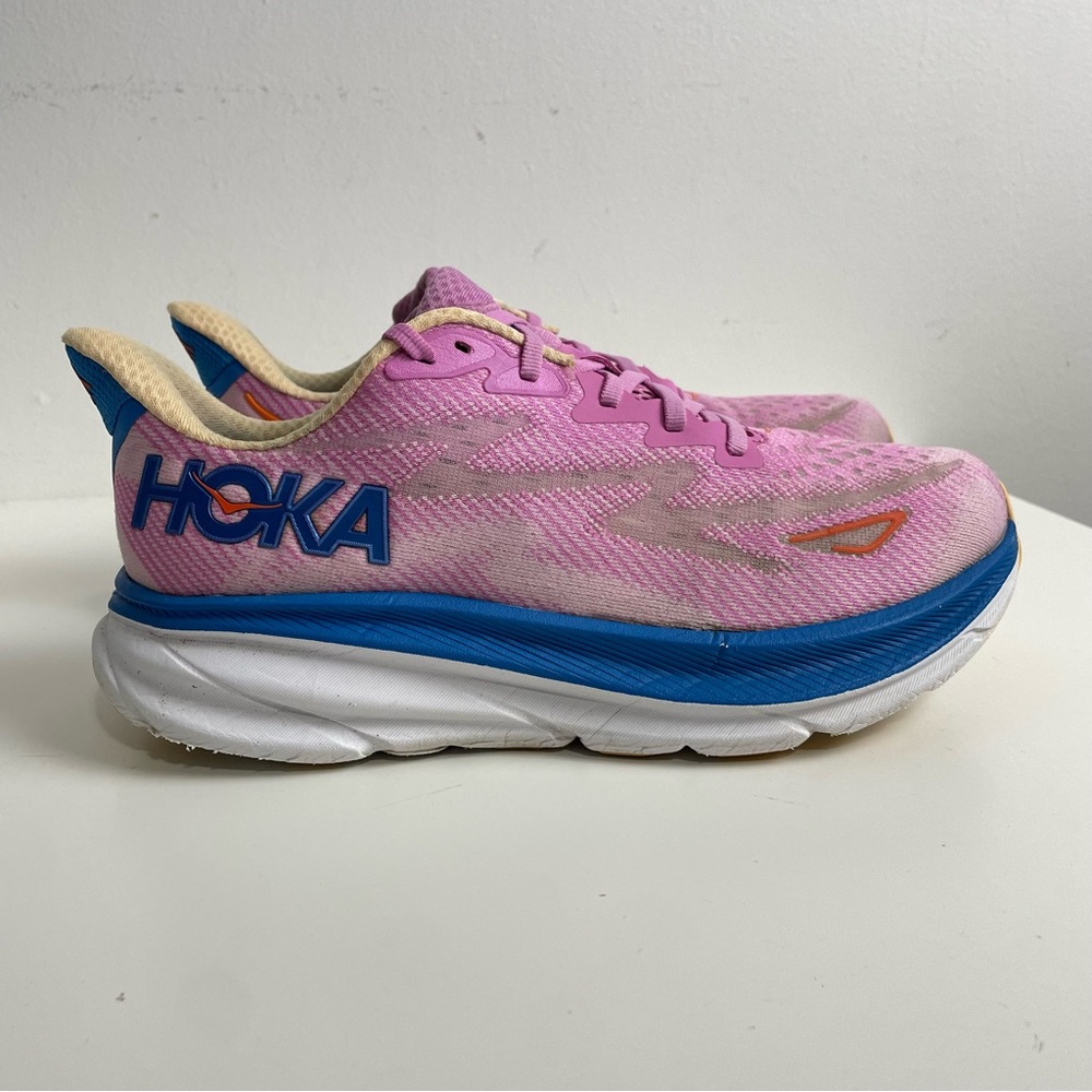 Hoka Vibrant Pink and Blue Athletic Shoes